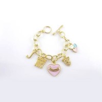 Juicy Couture Jewelry Heart & "J" Tag Bracelet Gold/Pink Juicy Couture Jewelry Heart & "J" Tag Bracelet Gold/Pink