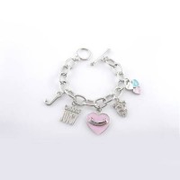 Juicy Couture Jewelry Heart & "J" Tag Bracelet Silver/Pink Juicy Couture Jewelry Heart & "J" Tag Bracelet Silver/Pink