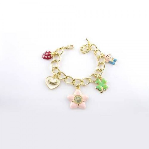 Juicy Couture Jewelry Flower & Four-leaf Clover Gold Bracelet