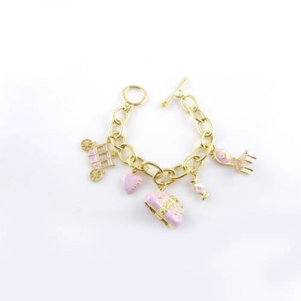 Juicy Couture Jewelry Carriage & Chair Bracelet Gold/Pink
