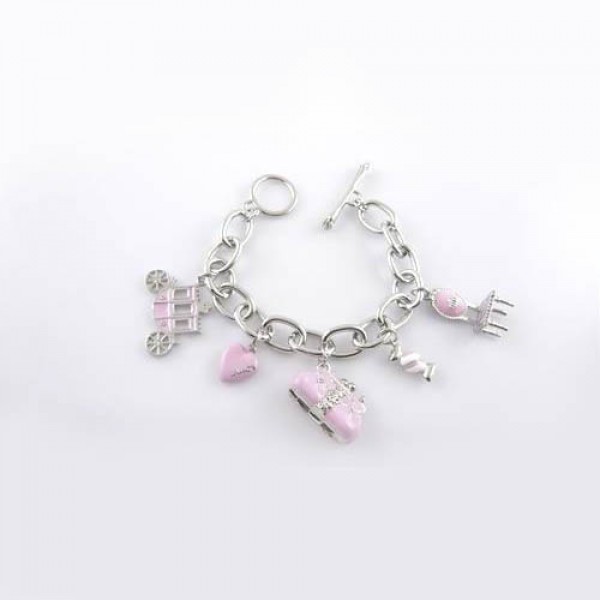 Juicy Couture Jewelry Carriage & Chair Bracelet Silver/Pink