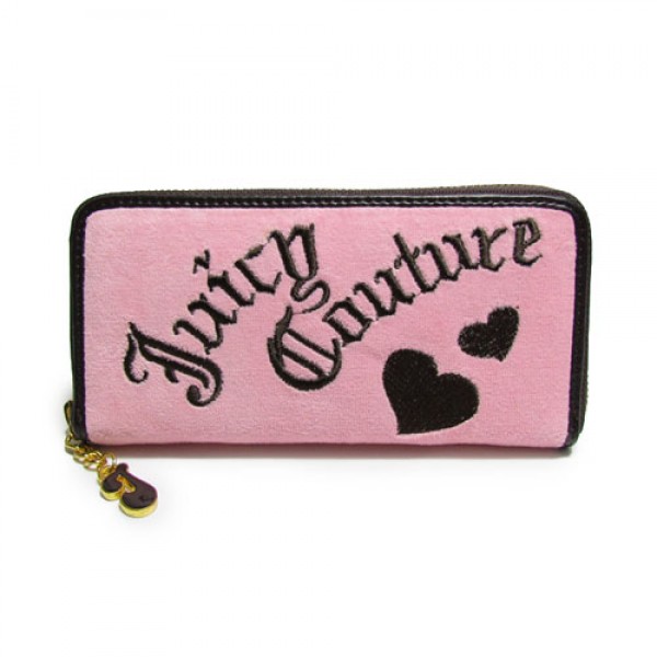 Juicy Couture Wallets Heart Pink/Black Velour