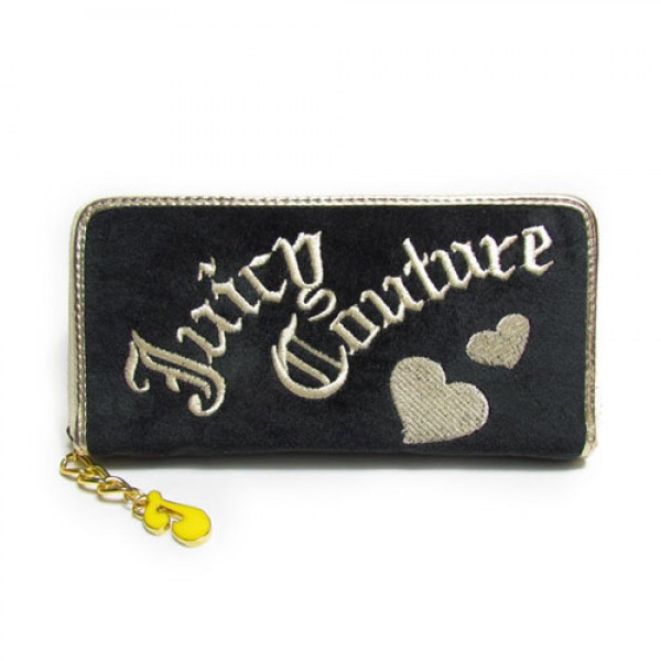 Juicy Couture Wallets Heart Black/Beige Velour