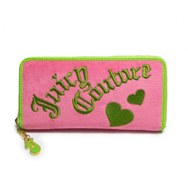 Juicy Couture Wallets Heart Pink/Green Velour