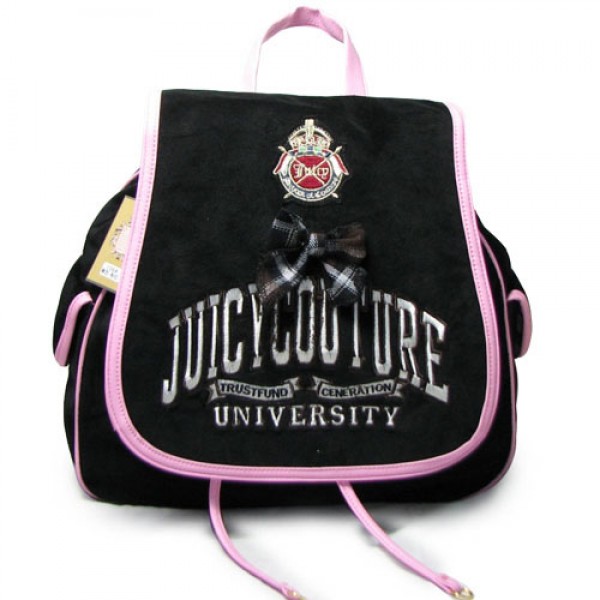 Juicy Couture Backpack Velour Crest Large Black/Pink