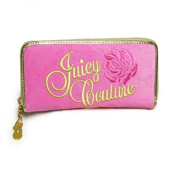 Juicy Couture Wallets Velour Flower Beauty Hot Pink/Gold