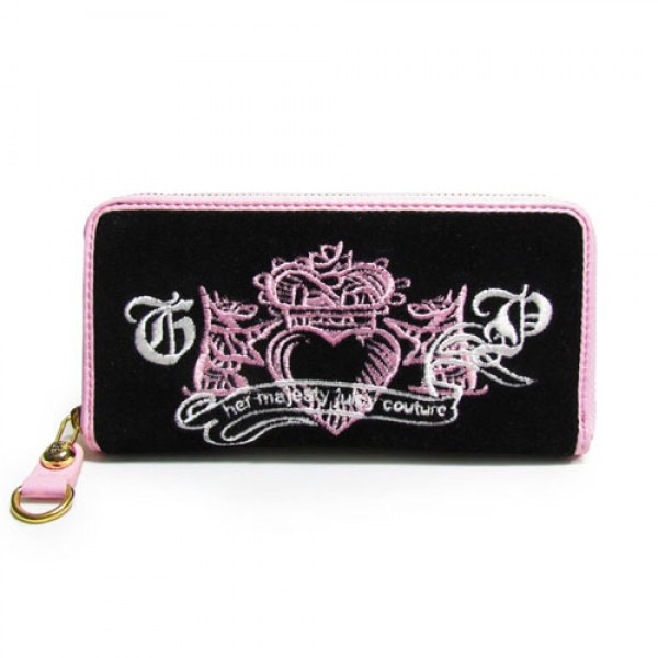 Juicy Couture Wallets Scottie Crown Velour Black/Pink