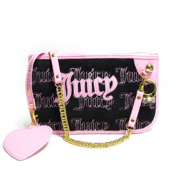Juicy Couture Wallets Signature & Chain Black/Pink Wristlet