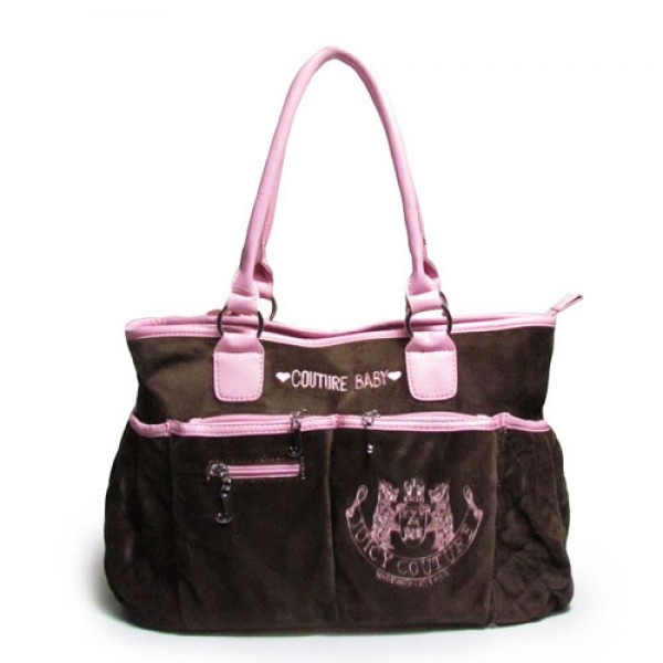 Juicy Couture Diaper Terry Brown/Pink Tote Handbags