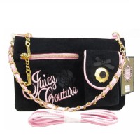 Juicy Couture Crossbody Bags Velour Rose Embroidery Black/Pink Juicy Couture Crossbody Bags Velour Rose Embroidery Black/Pink