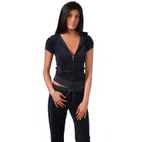 Juicy Couture Short Tracksuits Velour Short Hoodies Blacks Juicy Couture Short Tracksuits Velour Short Hoodies Blacks