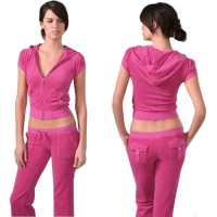 Juicy Couture Short Tracksuits Short Hoodies Snap-flap Pockets Pinks Juicy Couture Short Tracksuits Short Hoodies Snap-flap Pockets Pinks