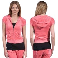 Juicy Couture Short Tracksuits Basic Fold Pockets Short Hoodies Pink Juicy Couture Short Tracksuits Basic Fold Pockets Short Hoodies Pink