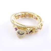 Juicy Couture Jewelry Shiny Heart Purple Ornament Golden Bracelet Juicy Couture Jewelry Shiny Heart Purple Ornament Golden Bracelet