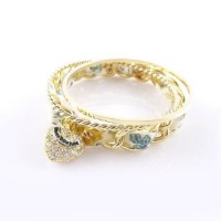 Juicy Couture Jewelry Shiny Heart Blue Flower Golden Bracelet Juicy Couture Jewelry Shiny Heart Blue Flower Golden Bracelet