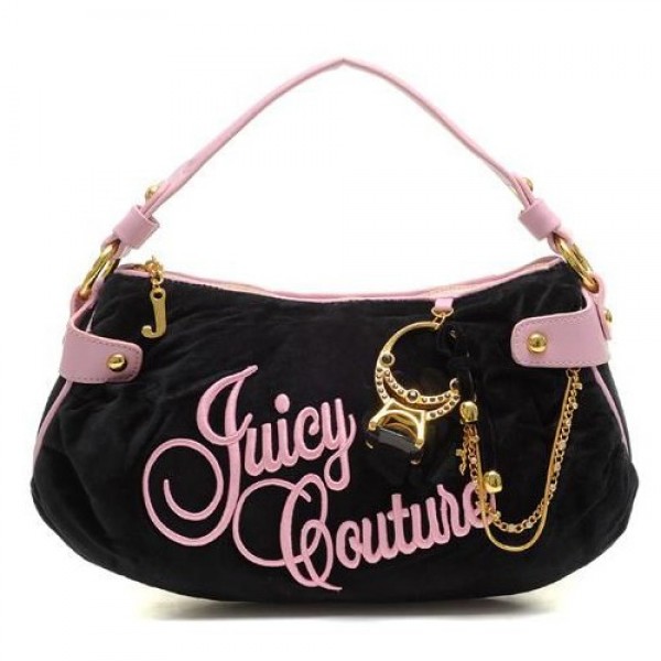 Juicy Couture Handbags Velour Bling Bling Black/Pink