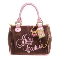 Juicy Couture Handbags Velour Flower Embroidery Madge Brown/Pink Juicy Couture Handbags Velour Flower Embroidery Madge Brown/Pink