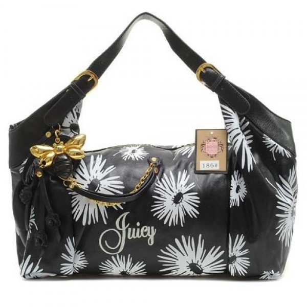 Juicy Couture Handbags Daisy Flowers "Juicy" Signture Black