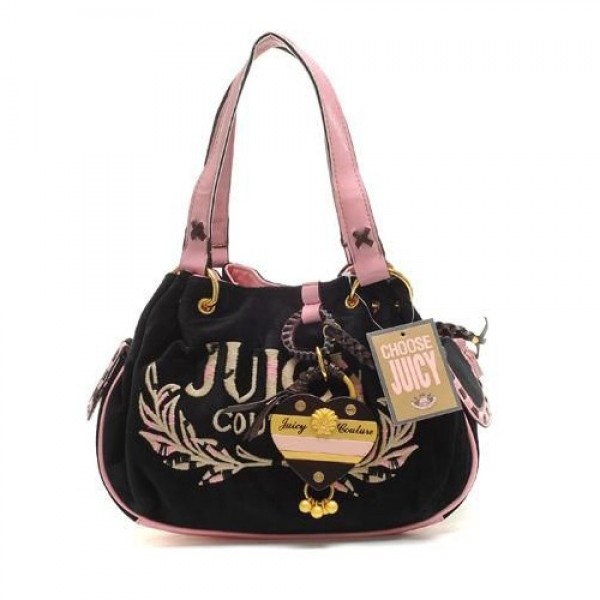 Juicy Couture Handbags Velour Tassel Black/Pink