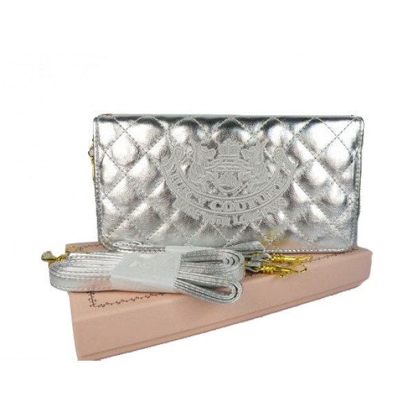 Juicy Couture Wallets Heritage Crest Leather Quilted Silver