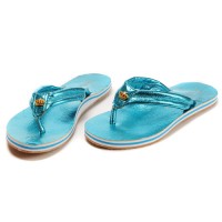Juicy Couture Flip Flops Lucky Distressed Metallic Blue Juicy Couture Flip Flops Lucky Distressed Metallic Blue