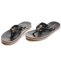 Juicy Couture Flip Flops Lucky Distressed Metallic Black