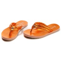 Juicy Couture Flip Flops Lucky Distressed Metallic Orange Juicy Couture Flip Flops Lucky Distressed Metallic Orange
