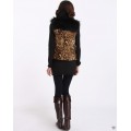 Juicy Couture Jackets Outwear Long Fur Puffer Vest Black And Leopard