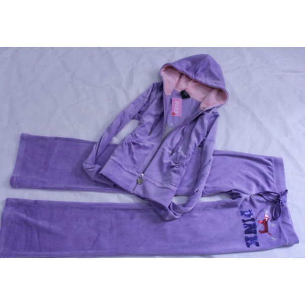 Juicy Couture Tracksuits Flag Heart Velour Hoodie Purple