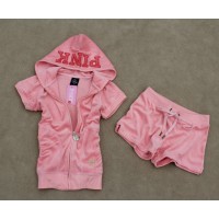 Juicy Couture Short Tracksuits Pink Summer Velour Hoodie Pink Juicy Couture Short Tracksuits Pink Summer Velour Hoodie Pink