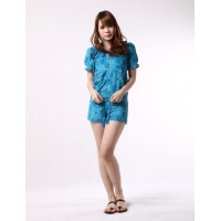 Juicy Couture Short Tracksuits Flower Summer Terry Hoodie Sky Blue Juicy Couture Short Tracksuits Flower Summer Terry Hoodie Sky Blue