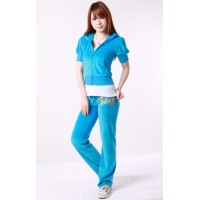 Juicy Couture Short Tracksuits Crest Juicy Summer Velour Hoodie Cyan Juicy Couture Short Tracksuits Crest Juicy Summer Velour Hoodie Cyan