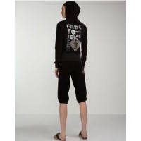 Juicy Couture Short Tracksuits Heart JC Summer Velour Hoodie Black Juicy Couture Short Tracksuits Heart JC Summer Velour Hoodie Black
