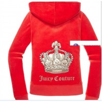 Juicy Couture Tracksuits Big Crown Logo Velour Hoodie Red