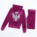 Juicy Couture Tracksuits Crown Bird Velour Hoodie Fuchsia