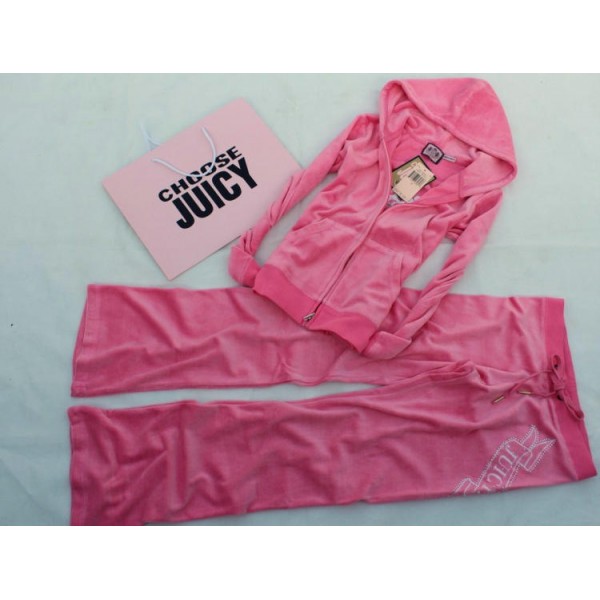 Juicy Couture Tracksuits Crest Arrow Velour Hoodie Pink Candy