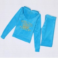 Juicy Couture Tracksuits Crown JUICY Velour Hoodie Light Blue