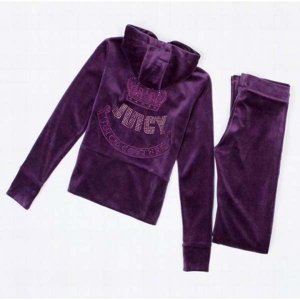 Juicy Couture Tracksuits Crown "JUICY" Velour Hoodie Purple