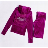 Juicy Couture Tracksuits Crown "JUICY" Velour Hoodie Fuchsia