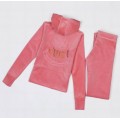 Juicy Couture Tracksuits Crown "JUICY" Velour Hoodie Pink