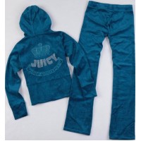 Juicy Couture Tracksuits Crown "JUICY" Velour Hoodie Cyan Juicy Couture Tracksuits Crown "JUICY" Velour Hoodie Cyan