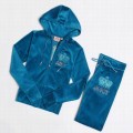 Juicy Couture Tracksuits Crown "JUICY" Velour Hoodie Light Cyan