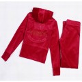 Juicy Couture Tracksuits Crown "JUICY" Velour Hoodie Red