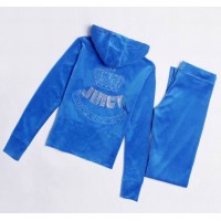 Juicy Couture Tracksuits Crown "JUICY" Velour Hoodie Blue