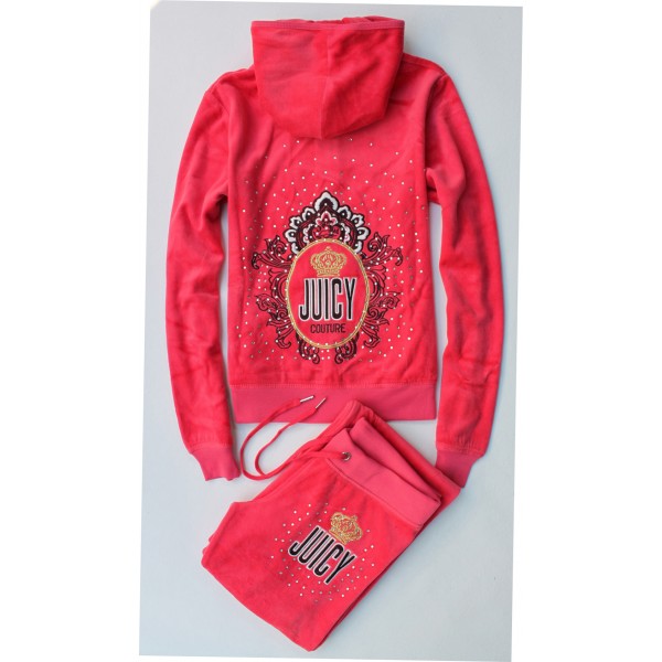 Juicy Couture Tracksuits Crown Logo Middle Velour Hoodie Dragon Fruit