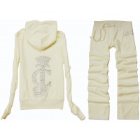 Juicy Couture Tracksuits Crest JC Velour Hoodie Off White Juicy Couture Tracksuits Crest JC Velour Hoodie Off White