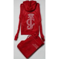 Juicy Couture Tracksuits Crest JC Velour Hoodie Red Juicy Couture Tracksuits Crest JC Velour Hoodie Red