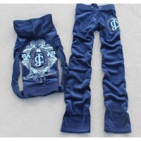 Juicy Couture Tracksuits Crest JC Middle Velour Hoodie Regal Juicy Couture Tracksuits Crest JC Middle Velour Hoodie Regal