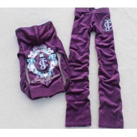 Juicy Couture Tracksuits Crest JC Middle Velour Hoodie Purple Juicy Couture Tracksuits Crest JC Middle Velour Hoodie Purple