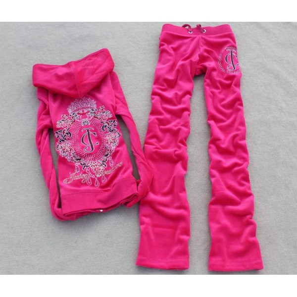 Juicy Couture Tracksuits Crest JC Middle Velour Hoodie Dragon Fruit